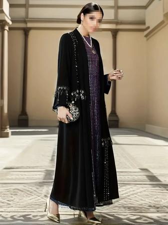 Кардиган черный с бусинами