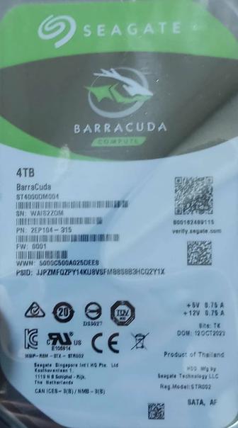 Продам жесткий диск Seagate BarraCuda 4 ТБ.