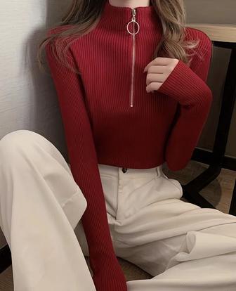 Женский модный красный свитер