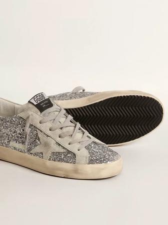 Кеды Golden Goose Super-Star Silver glitter