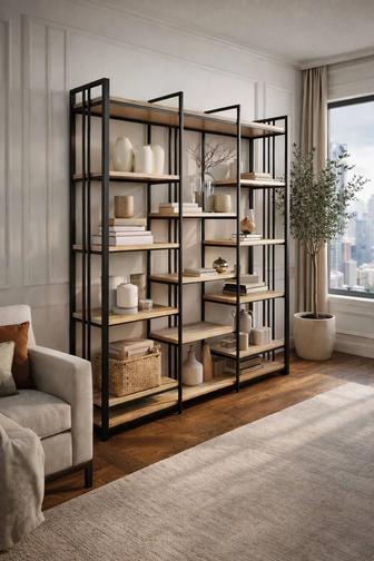 Стильный металлический стеллаж в стиле Loft украсит любой интерьер