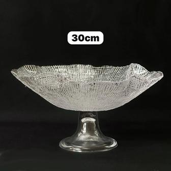 Стеклянная фруктовница на ножке, 30см.