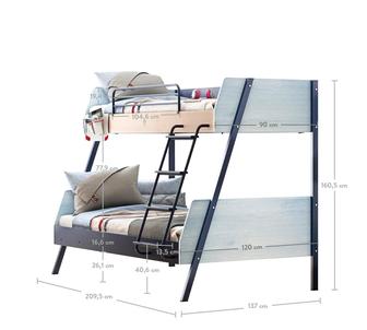 Trio двухъярусная кровать широкая (90x200-120x200 см)