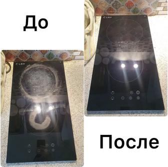 Полировка плит, удаление нагара царапин следы от кастрюль