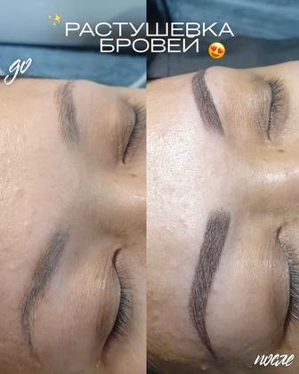 Растушевка бровей,стрелочки ,губ