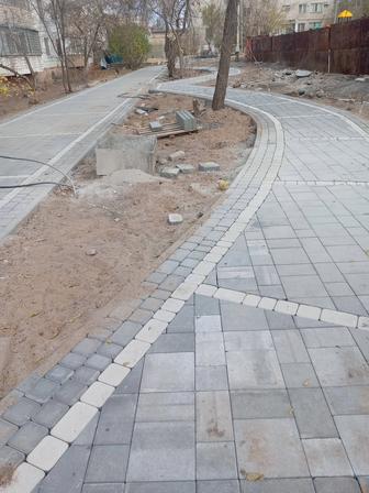 Укладка брусчатка бордюр демонтаж поребрик стяжка качество