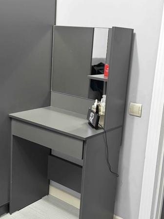 Туалетный столик с зеркалом и выдвижным ящиком 65x38.4x126 см, ЛДСП, ДСП