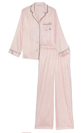 Оригинал НОВАЯ сатиновая ПИЖАМА Victorias secret в розовую полоску