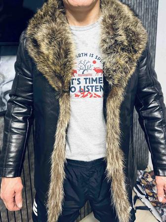 Кожаный мужской дубленка