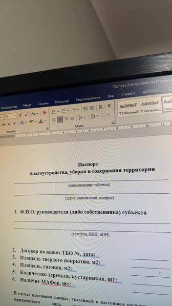 Паспорт благоустройства, уборки и содержания территории ( чертеж )