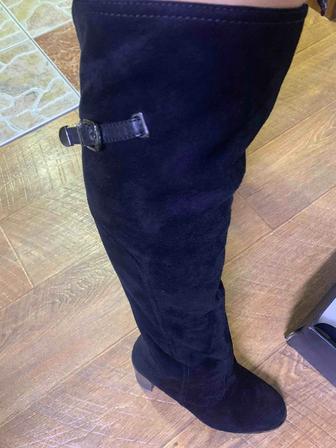 Сапоги ботфорты на каблуке,еврозима