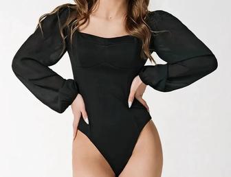 корсетное Боди с длинным рукавом