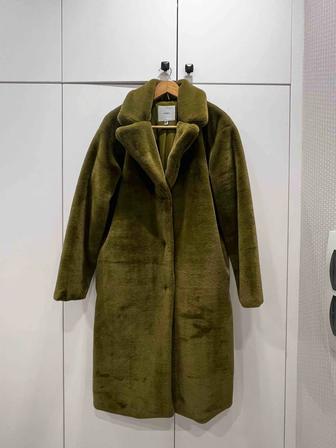 Пальто из эко-меха, цвет хаки, новое