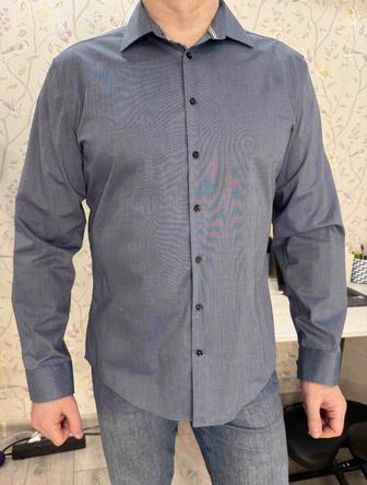 Мужская рубашка голубая хлопок