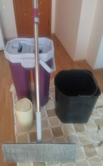 Швабра с отжимом, мусорное ведро, мини урна