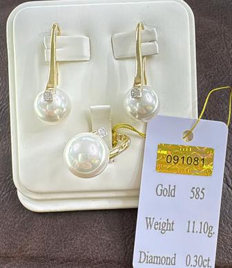 Жемчуг комплект с бриллиантом