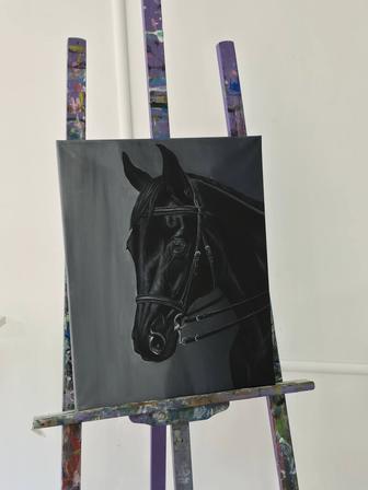 Картина,черный конь