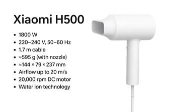 Xiaomi Water Ion H500 профессиональный фен для волос. Новинка 2025!