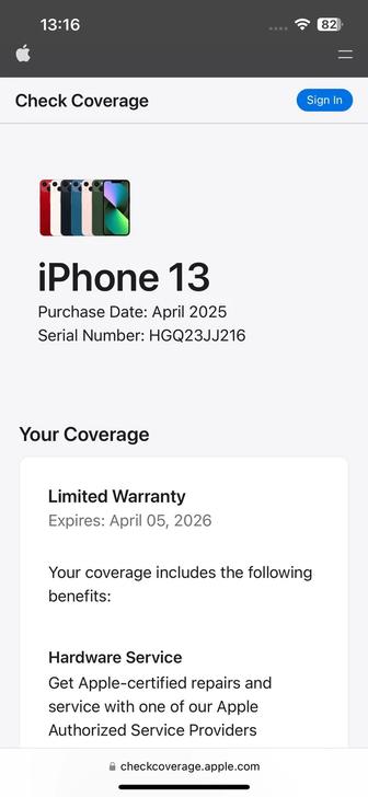 iPhone 13 Новый почти апрель , АКБ 100
