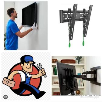 Установка кронштейна крепления крепежа для телевизор подвеска на стену