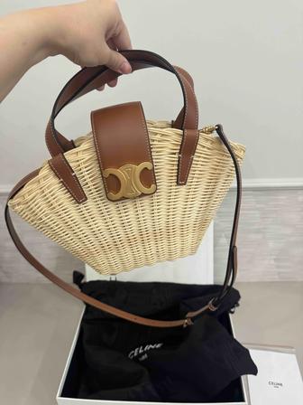 Плетенная сумка с кожаными вставками ( натур кожа) Celine.
