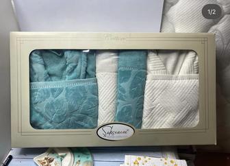 Набор для бани 6 предметов 2 халат, 2
полотенец 50х90, 2 полотенец70х140