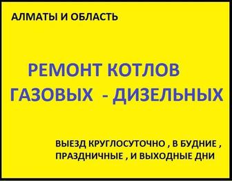 Диагностика ремонт газовых - дизельных котлов и промышленных горелок .