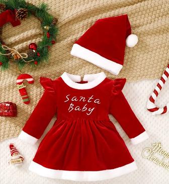 Новогоднее красное платье для девочки 6-8 месяцев