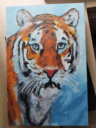 Рисунок тигра на холсте