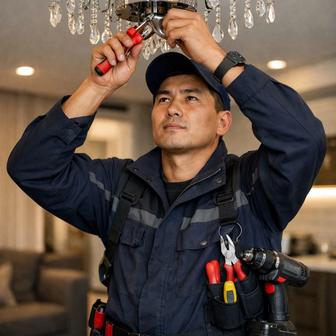 Установка люстры бра светильников освещение столб замена светильников