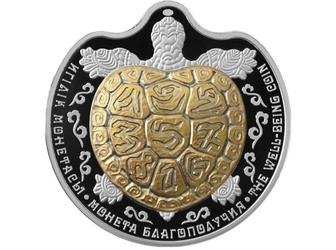 Монета черепаха серебряная с танталом