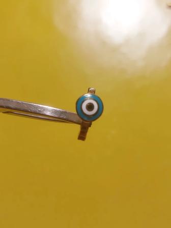 Детские золотые серьги 585 с эмалью Глаз Фатимы