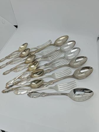 Мельхиоровые ложки и вилки роза