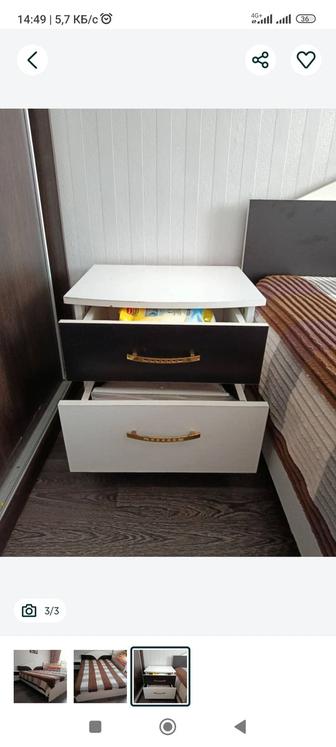 Продам кровать двухспальную с матрасом, тумба.