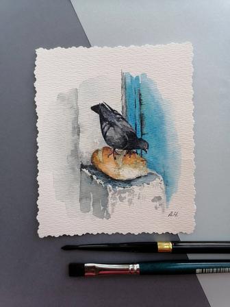 Открытка ручной работы (акварель)