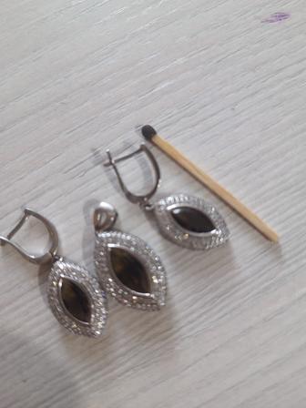 Комплект Серьги и кулон серебро