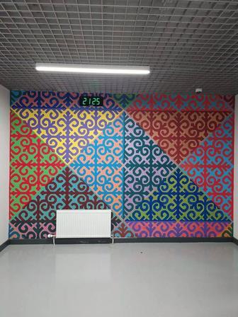 Художественная роспись стен.Художник.Мурал.Оформление стен школ,садиков.