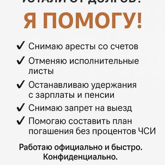 снимают аресты со счетов, отменяю исполнительный документ, юр. консультация