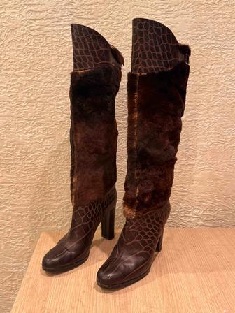 Сапоги Casadei мех кролик