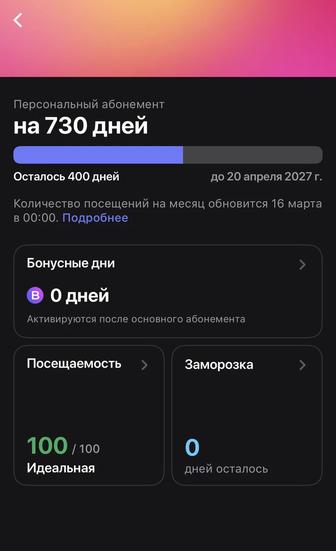 Продаю абонемент 1fit на 400 дней
