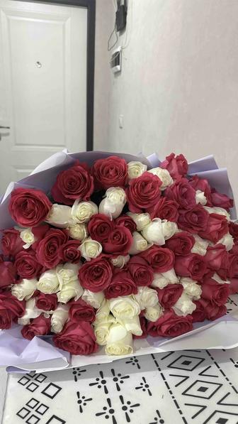 Цветы 101 роза свежая