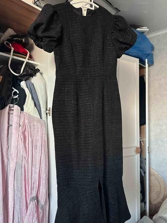 Твидовое платье миди, размер 46