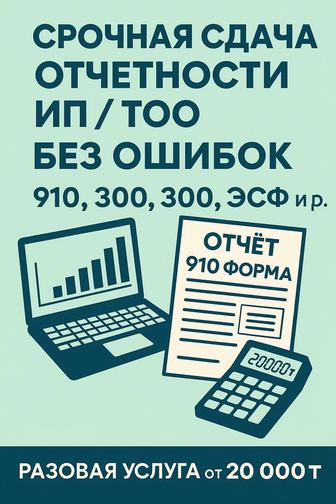 Срочная сдача отчетности ИП / ТОО без ошибок