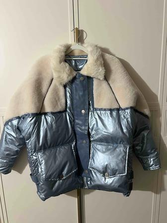 Комбинированная зимняя куртка-шубка