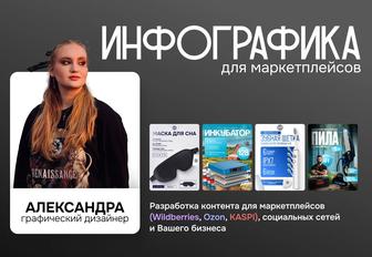 Инфографика WB, Ozon, KASPI, дизайн презентаций, оформление соц.сетей