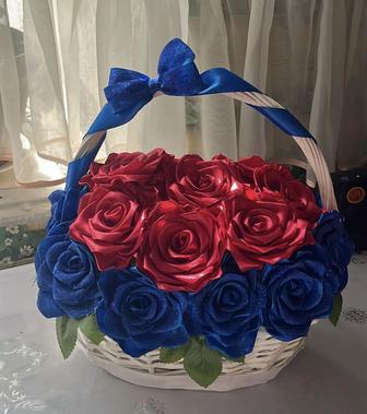 Корзинка из ленты розы