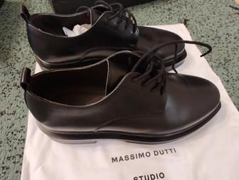 Кожаные туфли Massimo Dutti 100% кожа, 42 размер, черная, новая