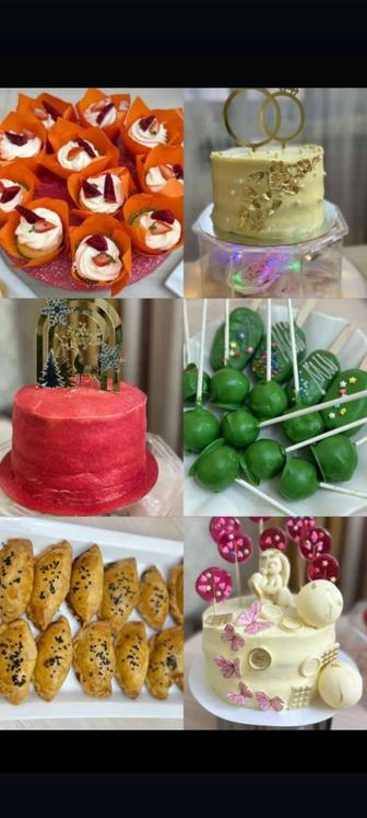 Чайный стол, торты, пироги, самса, баурсаки, капкейки доставка бесплатная