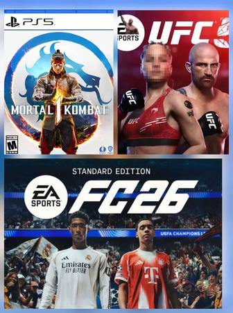 Комбо из трех игр для Ps5 FC 26, MK1 , UFC 5