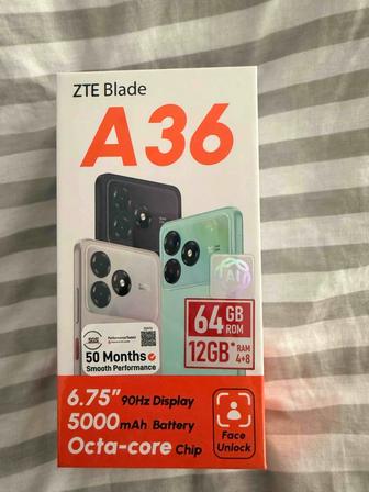 Продам новый ZTE Blade A36 64GB/12GB, экран 6.75, батарея 5000 мАч